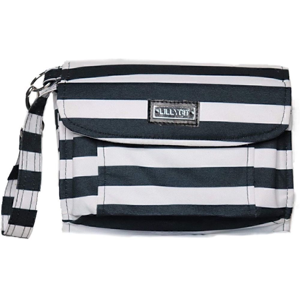 NWT- LillyBit Uptown Diaper Bag Clutch, Black & White Stripes